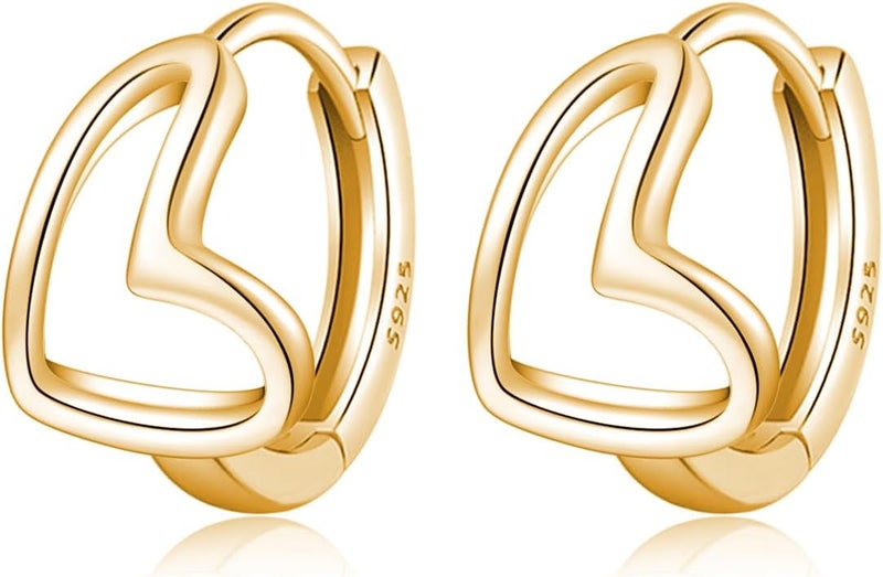 Reffeer Solid 925 Sterling Silver Love Heart Hoop Earrings for Women Teen Girls Heart Hoop Earrings Love Huggie - Image 1